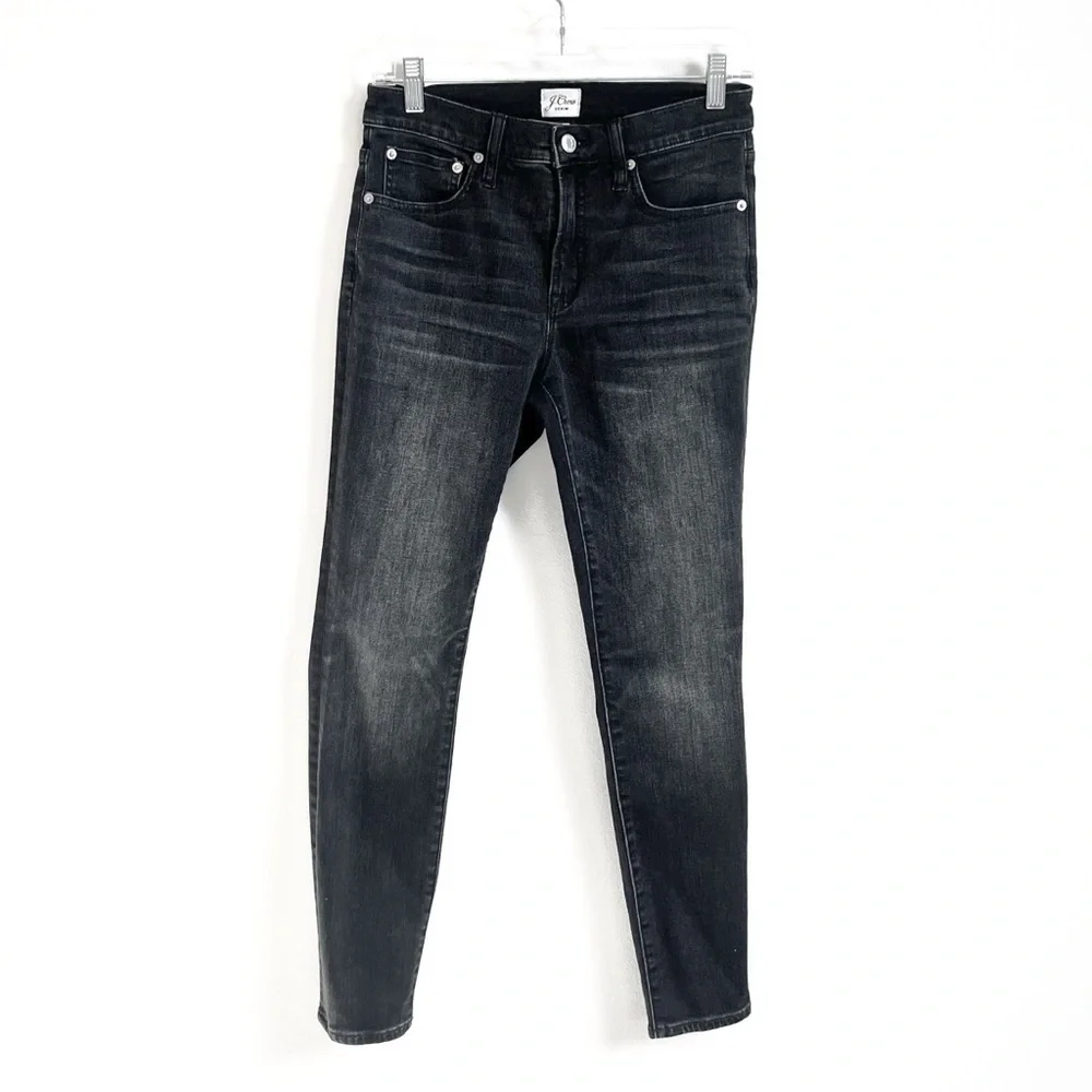J. Crew 9” Toothpick Skinny Jeans High Rise Charcoal Dark Wash Women’s Size 27